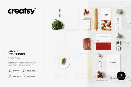 意式餐馆品牌 VI 展示样机 Italian Restaurant Mockup