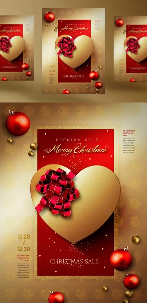 最新圣诞节促销活动传单海报PSD素材模板 Merry Christmas