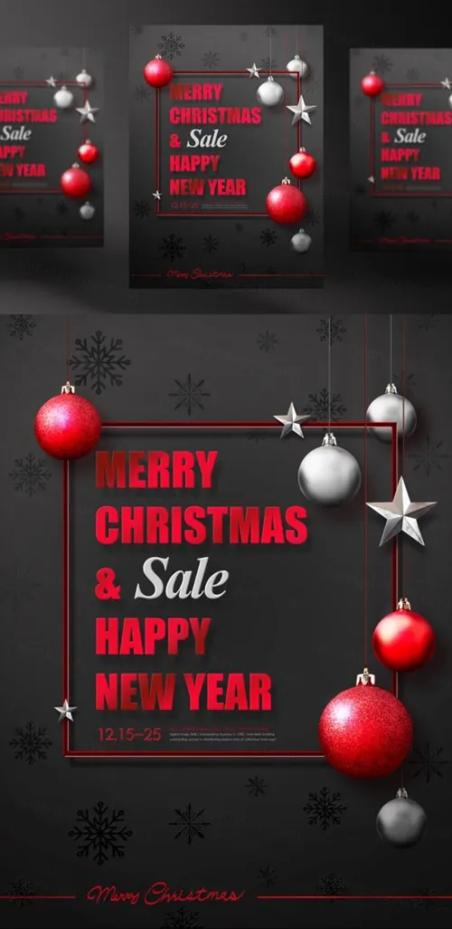 最新圣诞节促销活动传单海报PSD素材模板 Merry Christmas