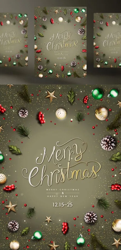 最新圣诞节促销活动传单海报PSD素材模板 Merry Christmas