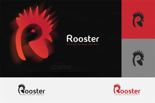 公鸡形状标志logo设计模板 Rooster-Logo-(50-OFF)