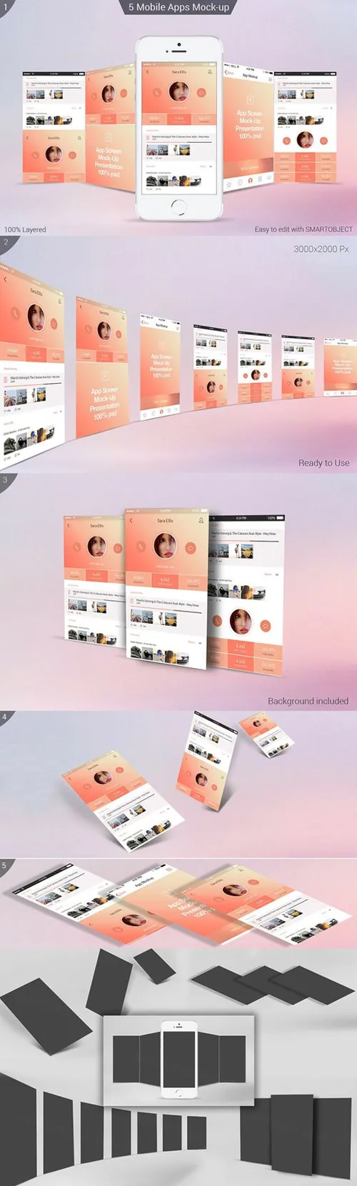 创意时尚APP UI KITS设计展示模型Mockups iPhone apps Mock-ups