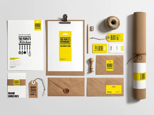 餐饮行业黄色系列VI提案贴图 Stationery / Branding Mock-Up