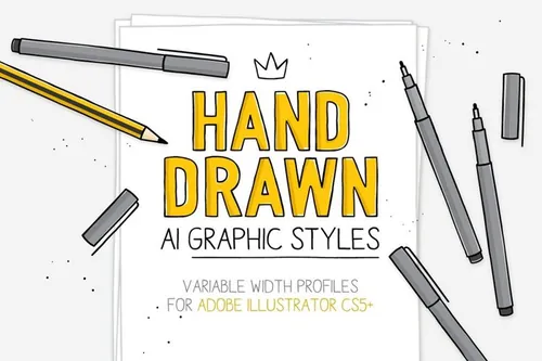 手绘AI矢量笔刷素材 Hand-drawn AI style