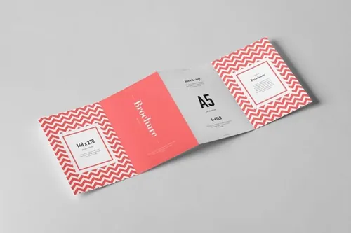 四折页A5规格画册传单样机模板  A5 Brochure Mock up