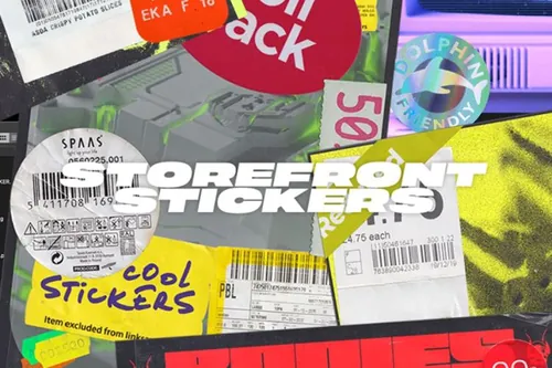 潮流做旧艺术褶皱不干胶标签贴纸PNG免抠图片设计素材 AAA