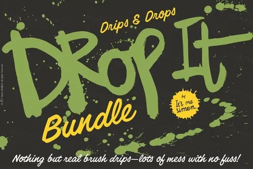 手绘墨机墨滴飞溅效果设计素材 Ink drips and d