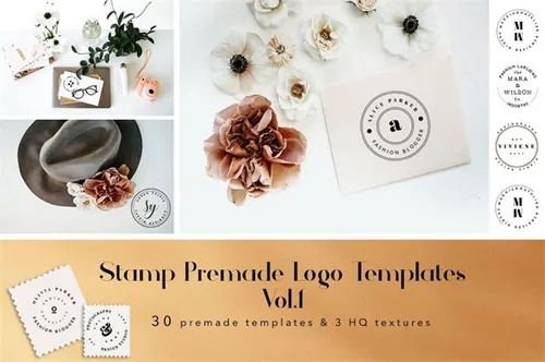 邮票微章LOGO模版素材 Stamp Premade Logo Templates