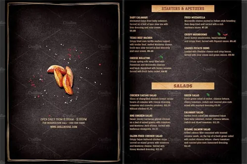 烧烤餐厅菜单传单模板 Grill-Restaurant-Menu-template