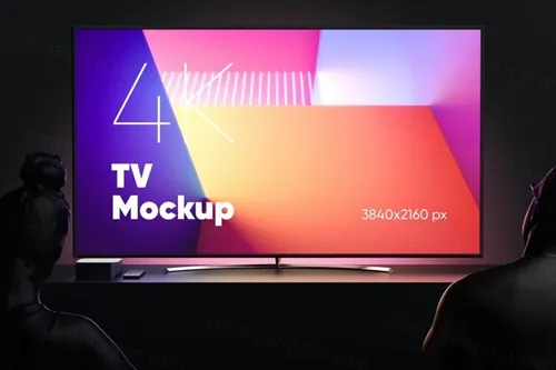 超高清电视操作系统UI用户界面提案展示样机模板 TV (Night Version) Mockup