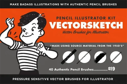 复古真实铅笔石墨柳条效果AI亚敏木炭笔刷 VectorSketch |