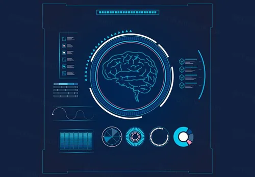 Brainb Science 大脑芯片神经网络人工智能AI矢量插图素材 tid249a1705