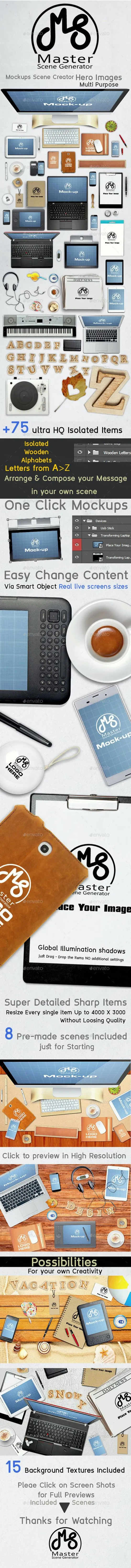 高品质的电子设备桌面场景PSD模板