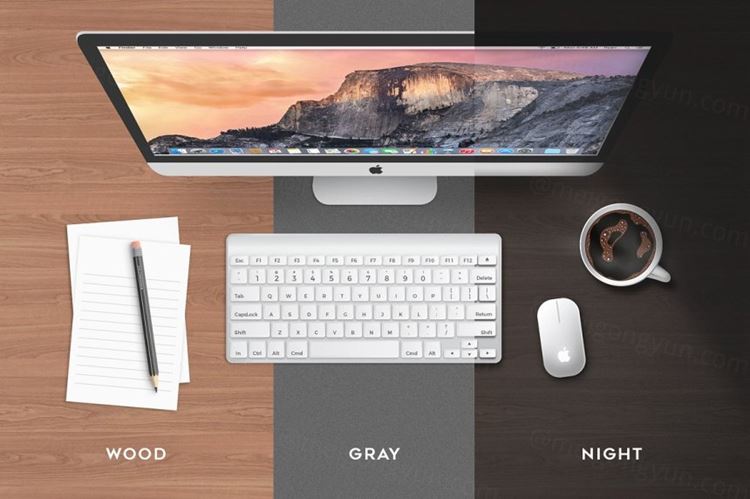 3种场景苹果一体机 iMac工作场景样机模板 PSD_iMac_Mock_up