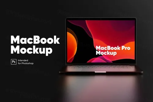 超高清苹果笔记本网页设计展示样机PSD模板 Macbook Pro (Night Version) Mockup