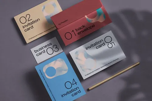 邀请函信封品牌VI设计贴图展示样机模板 Invitation