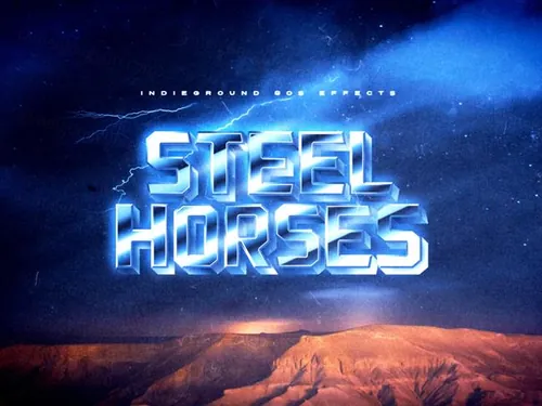 80年代复古经典蒸汽波立体字体PSD模板素材 80s Tex