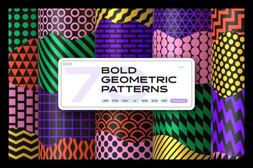 潮流现代优雅极简时尚几何无缝拼接图案素材合辑 Bold ge