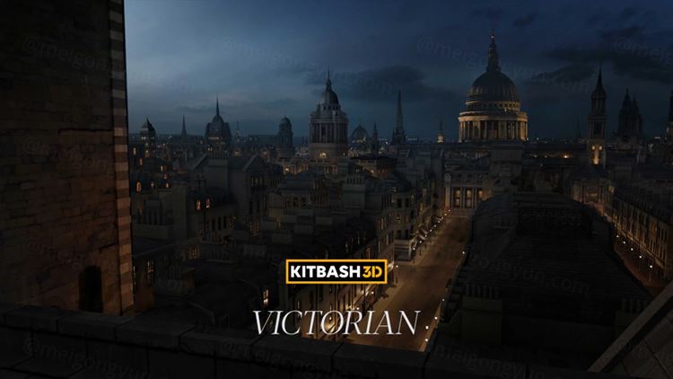 高质量中世纪庄严的维多利亚广场欧美建筑3D模型设计素材 Ki