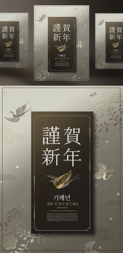 年谨贺新年东方传统版式海报PSD模版素材