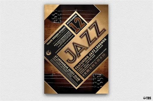 爵士音乐派对传单PSD模板v5 Jazz Festival Flyer PSD V5
