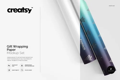 礼品包装纸样机模型PSD模板  Gift Wrapping Paper Mockup Set