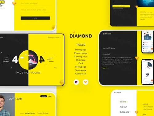黄色菱形用户界面网页模板Diamond ui web template