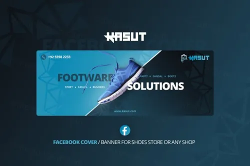 时尚高端鞋子Facebook封面模板海报banner设计模板kasut-shoes-facebook-cove
