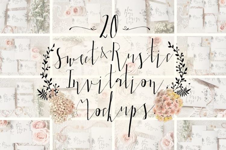 特色文艺邀请函样机模板 Sweet-Rustic-Invitation-Mockup
