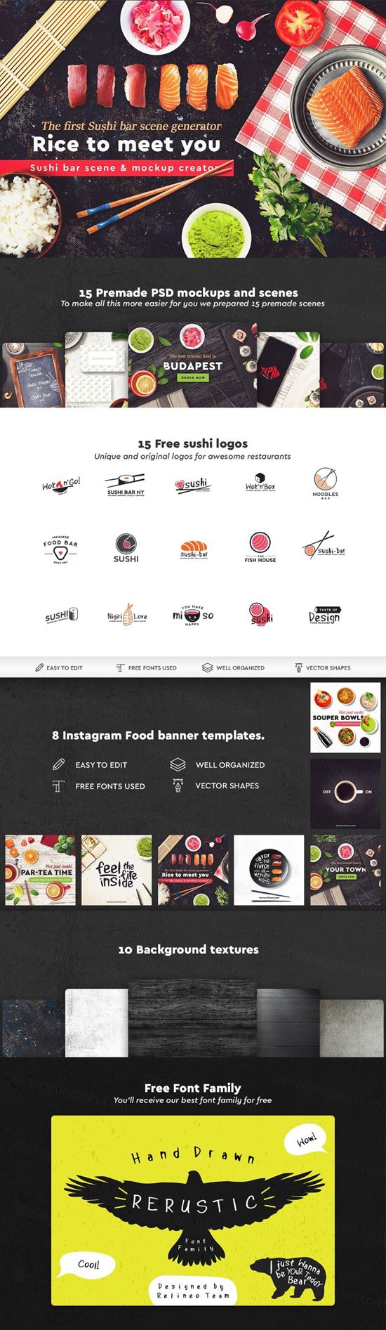 高品质的寿司酒吧场景样机模板素材 Sushi Bar Scene Generator