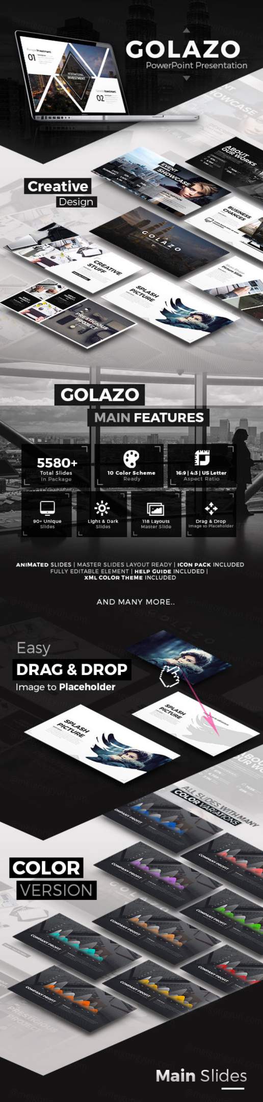 极简偏平灵活的PPT模板下载 Golazo PowerPoint