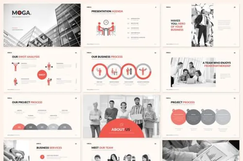 高端优雅配色的时尚keynote幻灯片moga-small-business