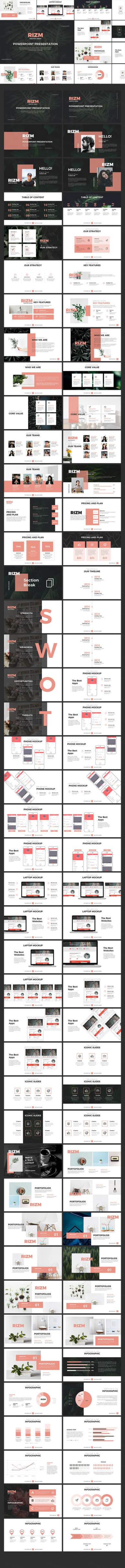 页创意的商业化PPT模板Rizm Powerpoint Presentation