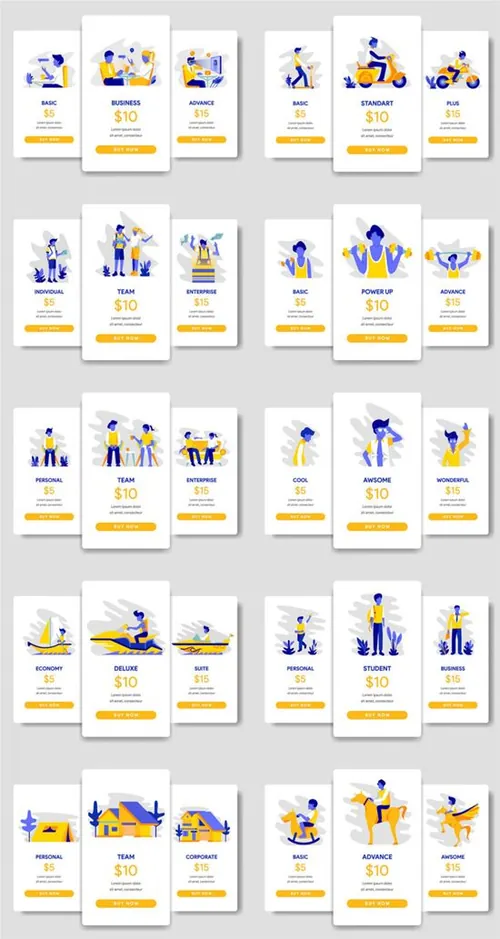 产品服务套餐价格展示创意插图设计模板 10 Pricing Illustrations