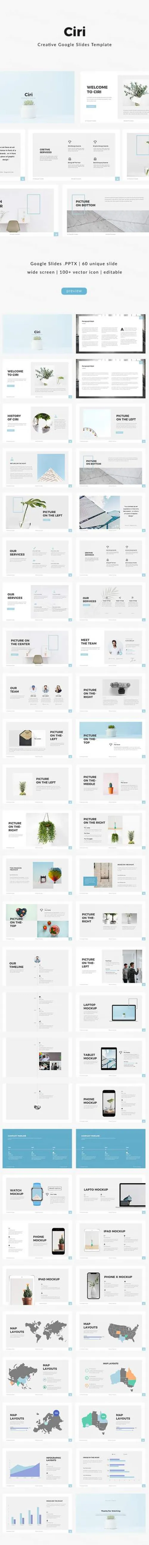 创意极简的谷歌幻灯片模板 Ciri Google Slides Presentation