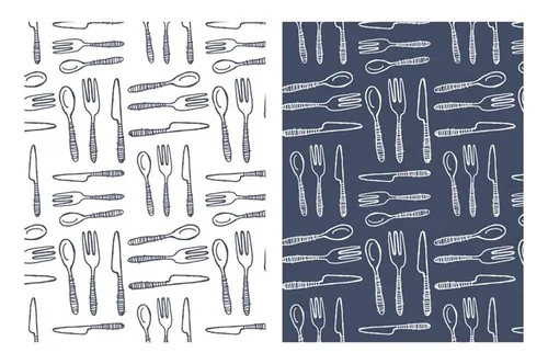 手绘餐具无缝背景Kitchen Pattern