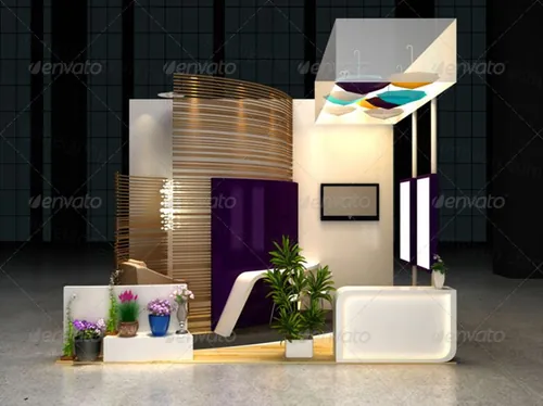 会展展台贴图模型 Cosmetics Exhibition Booth Mock-Up