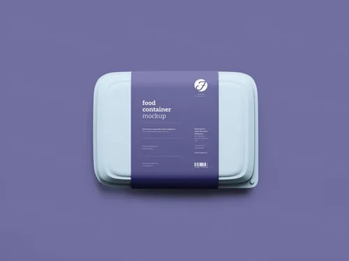 塑料食品盒顶视图展示样机模版 Plastic Food Box Mockup