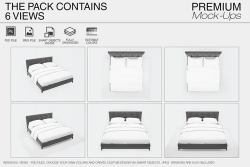 多角度床上用品样机模板MockupsBedding Mockup Set