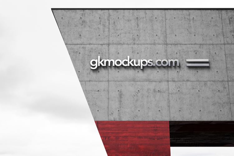 LOGO标志墙壁3D立体文字效果PSD样机模板 Logo Signage Wall Mock-Up v.4