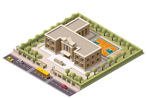 矢量等距学校插图设计素材Vector isometric school