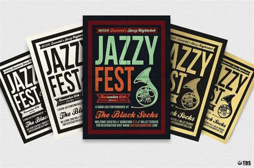 爵士音乐派对海报传单PSD模板 Jazzy-Fest-Flyer-Template-V3
