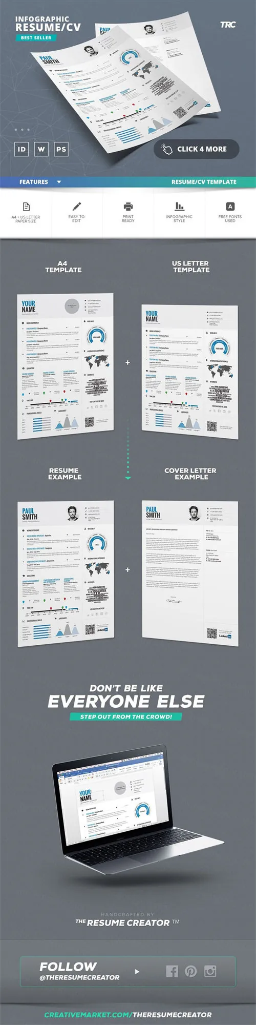 信息图表简历模板 Infographic-ResumeCv-Template-