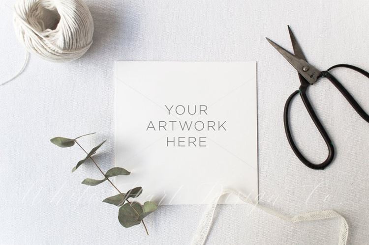 婚礼邀请函贺卡样机模板 Wedding square stationery mock up