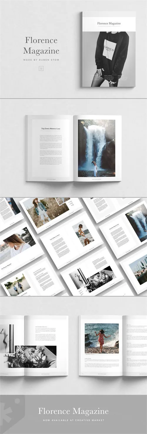 优雅时尚杂志画册设计模板 Florence-Magazine