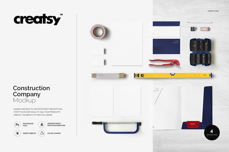 建筑类企业品牌 VI 样机模板 Construction Company Mockup