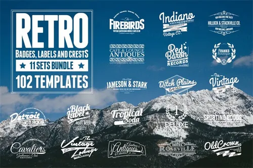 102个复古徽章标签和Logo模板 102-Retro-Badges-Labels-and-Crests