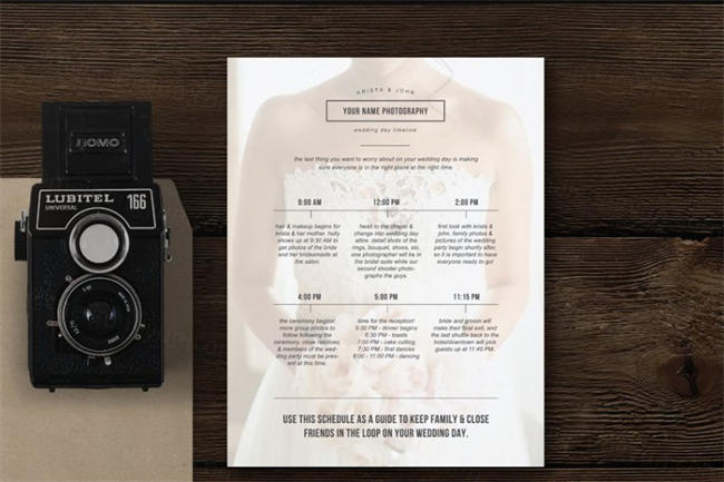 酒店婚礼海报模板 Wedding Day Schedule Template
