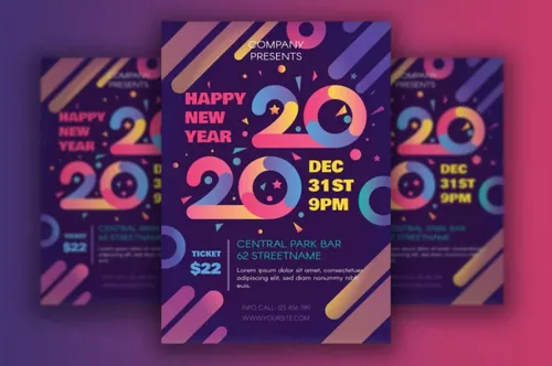 时尚绚丽好用的多用途年新年快乐海报宣传DM设计模板
