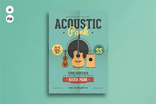 声学音乐海报模板 Acoustic Music Flyer